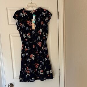 Les Serein Clio Flutter Sleeve Aline Dress Navy M